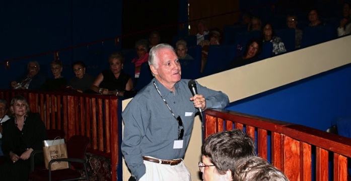 Richard Bloom addressing the audience at Cinema Paradiso in Florida at the Fort Lauderdale premiere of 
