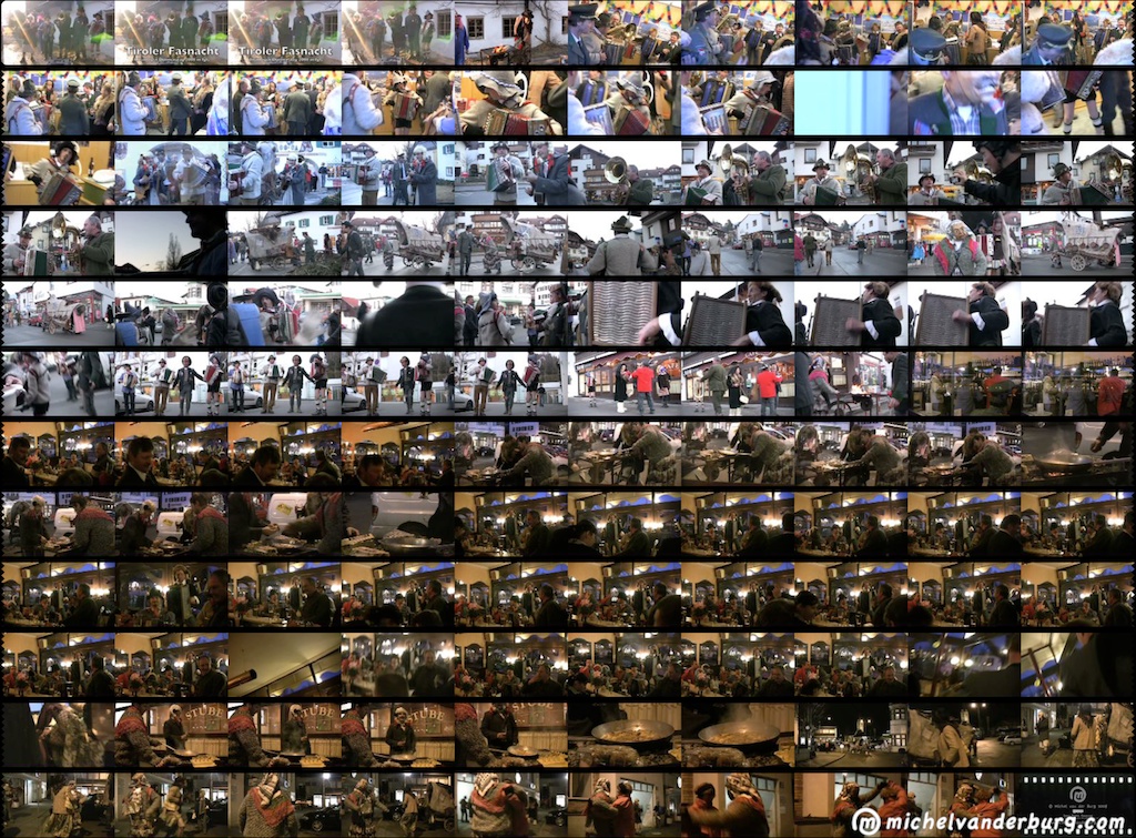 Storyboard video reportage 'Tiroler Fasnacht  -  Unsinniger Donnerstag 2008 in Igls'. Image : BUM10038V01 michelvanderburg.com