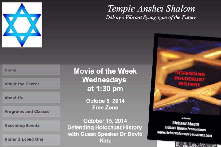 "Defending Holocaust History" documentary - special showing at Temple Anshei Shalom, Delray, Florida , US 