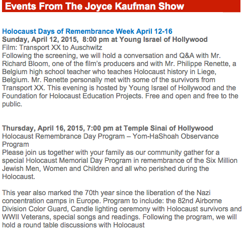 Event details at site The Joyce Kaufman Show